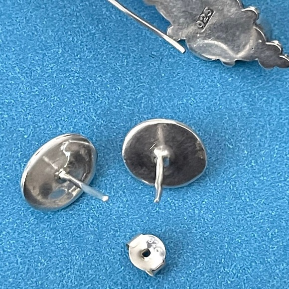 STERLING SILVER 925 MULTI GEMS EARRINGS PEARL GARNET BALI STUD & EARRINGS - Picture 5 of 7